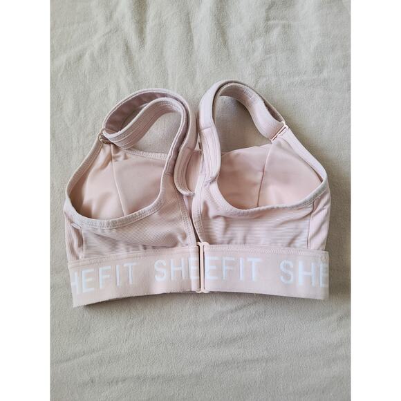 SHEFIT Ultimate High-Impact Sports Bra Medium Pink Zip Front Adjustable Support - Picture 3 of 4